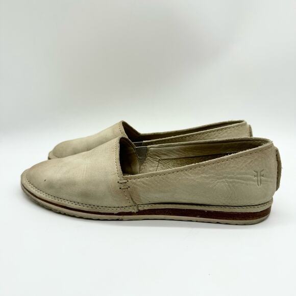 FRYE Milly A Line Nubuck Leather Slip On Loafer Flats Cream Distress Size 6.5 - Picture 6 of 10